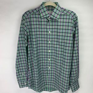 Eton of Sweden L/S Button Front Green Plaid EUC M